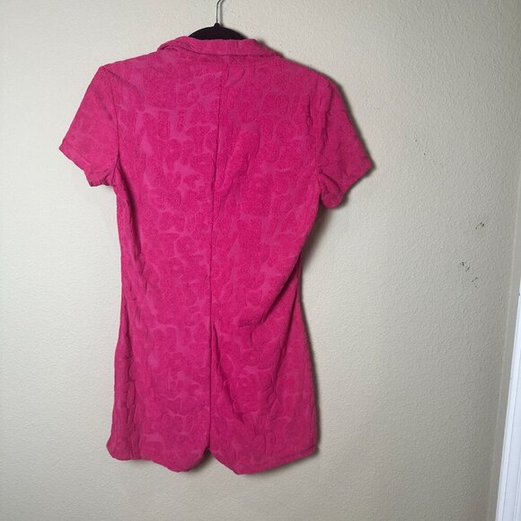 Terrycloth Hot Pink Semi Sheer Romper Shorts Set Size Medium - Picture 7 of 12